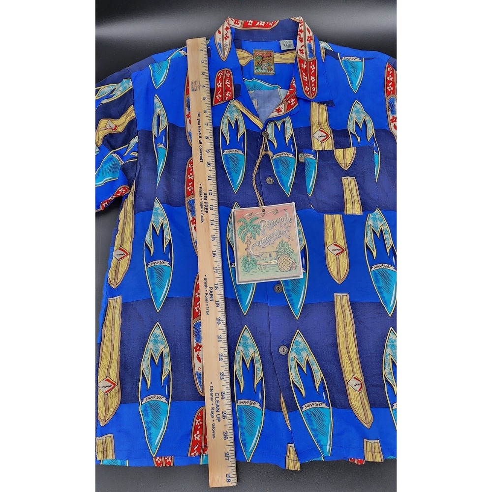 Pineapple Connection Mens Xl‎ Surf Boards Royal 6802 Blue Button Up Hawaiian - Picture 7 of 7